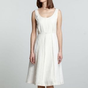 Anthropologie Natural linen white dress fit & flare sleevesss